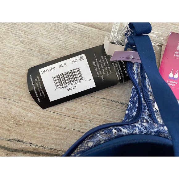 Maidenform 34D Casual Comfort Wireless Convertible Bralette Blue Polka Dot New - Picture 4 of 6